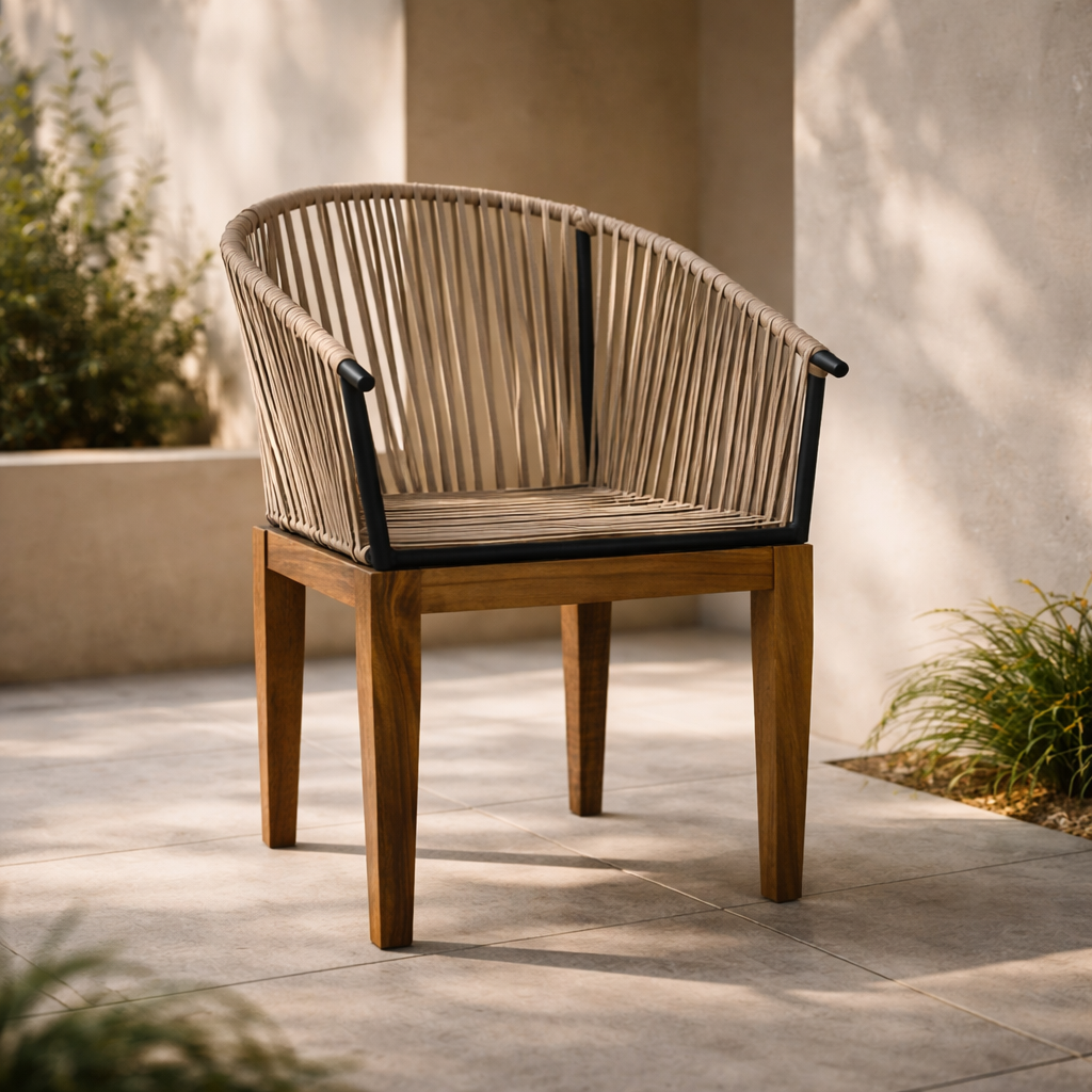 Silla de Comedor Quebrada Madera de Parota - Beige - SPAACIO Design Central