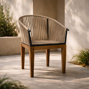 Silla de Comedor Quebrada Madera de Parota - Beige - SPAACIO Design Central
