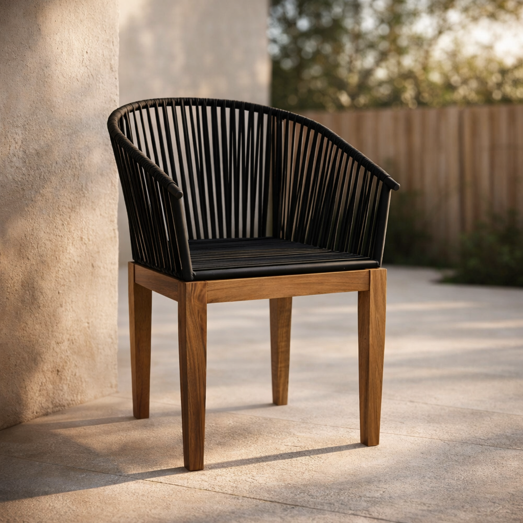 Silla de Comedor Quebrada Madera de Parota - Negro - SPAACIO Design Central