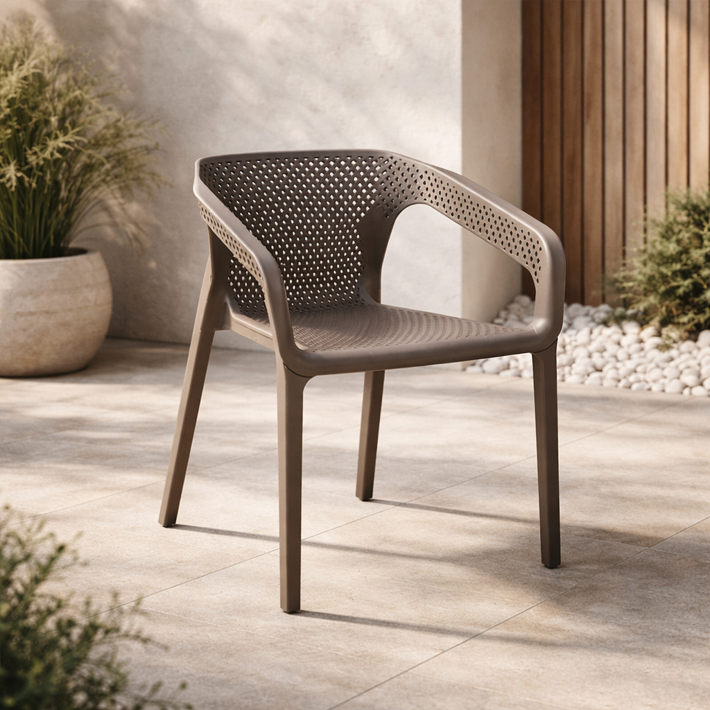 Silla de Exterior Ossian Polipropileno Apilable - Fossil - SPAACIO Design Central