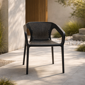 Silla de Exterior Ossian Polipropileno Apilable - Negro - SPAACIO Design Central