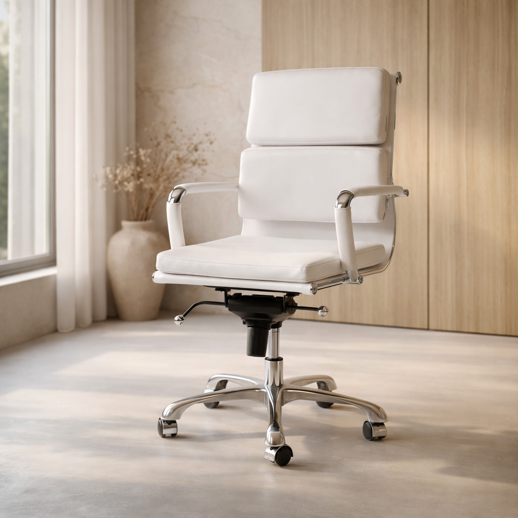 Silla de Oficina Soft Pad Réplica - Blanco Respaldo Bajo