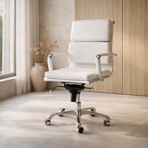 Silla de Oficina Soft Pad Réplica - Blanco Respaldo Bajo