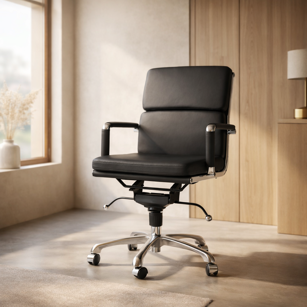 Silla de Oficina Soft Pad Réplica - Negro Respaldo Bajo