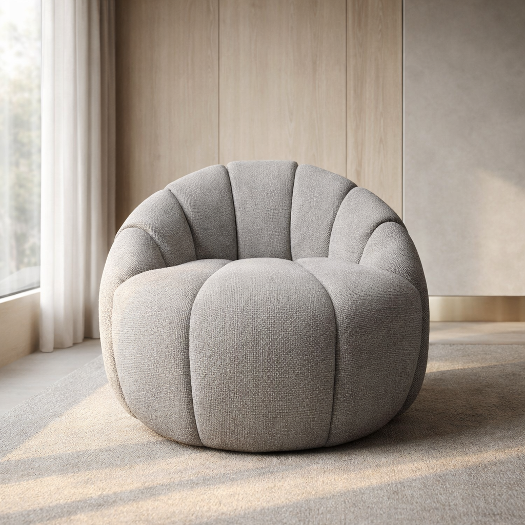 Sillón Giratorio Tapizado en Tela Delice