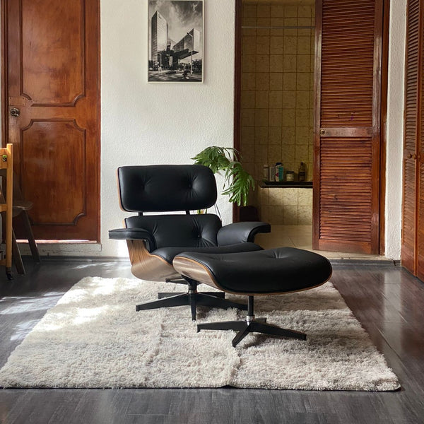 Silla Lounge Eames + Ottoman Réplica - Piel Genuina Negro - SPAACIO Design Central
