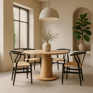 Silla de Comedor Wishbone Réplica - Negro - Tejido Natural