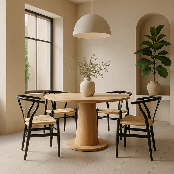 Silla de Comedor Wishbone Réplica - Negro - Tejido Natural