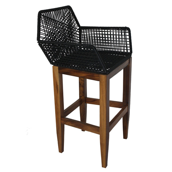 Banco de Bar Diamante Madera de Parota - Negro