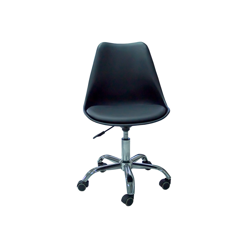 Silla de Oficina Eames con Ruedas Base Acero - Negro