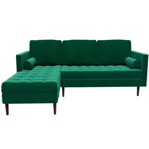 Sala Modular 3 Cuerpos Ortega Terciopelo - Verde Esmeralda - Izquierdo