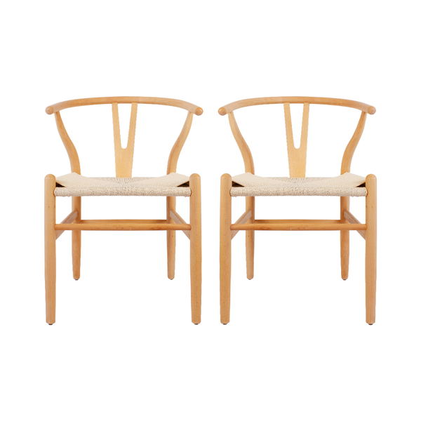Set de 2 Sillas de Comedor Wishbone Réplica - Natural - SPAACIO Design Central