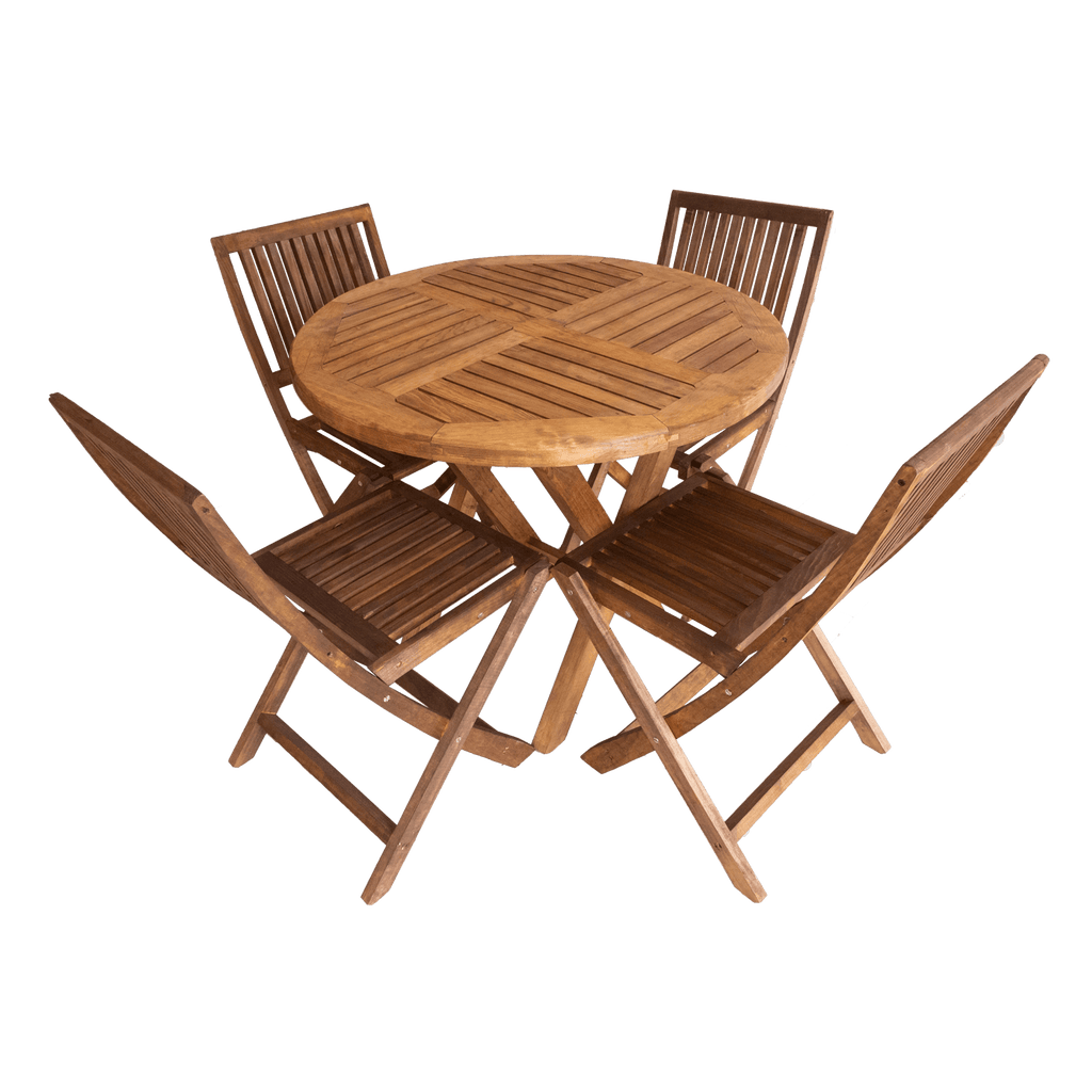 Conjunto Mesa Redonda y 4 sillas Aluminio Anodizado Para Terrazas de Bares  y Restaurantes