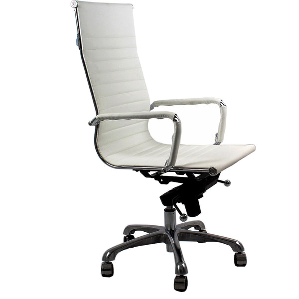 Silla Eames Aluminio Oficina Réplica Espalda Alta - Blanco