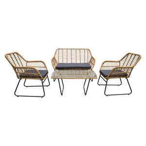Set 2 Sillas de Exterior de Ratán + Sillón + Mesa Tulum